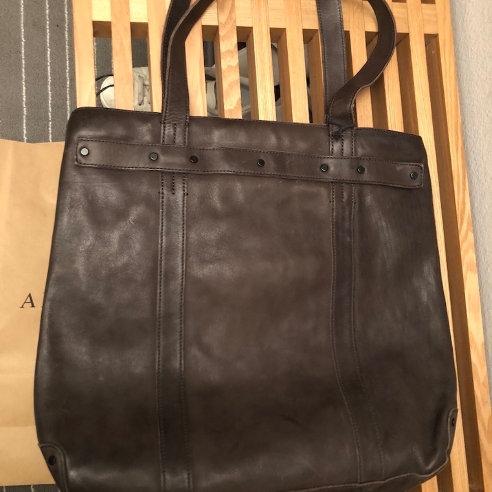 All Saints Brown Leather Tote Bag - Picture 6 of 8